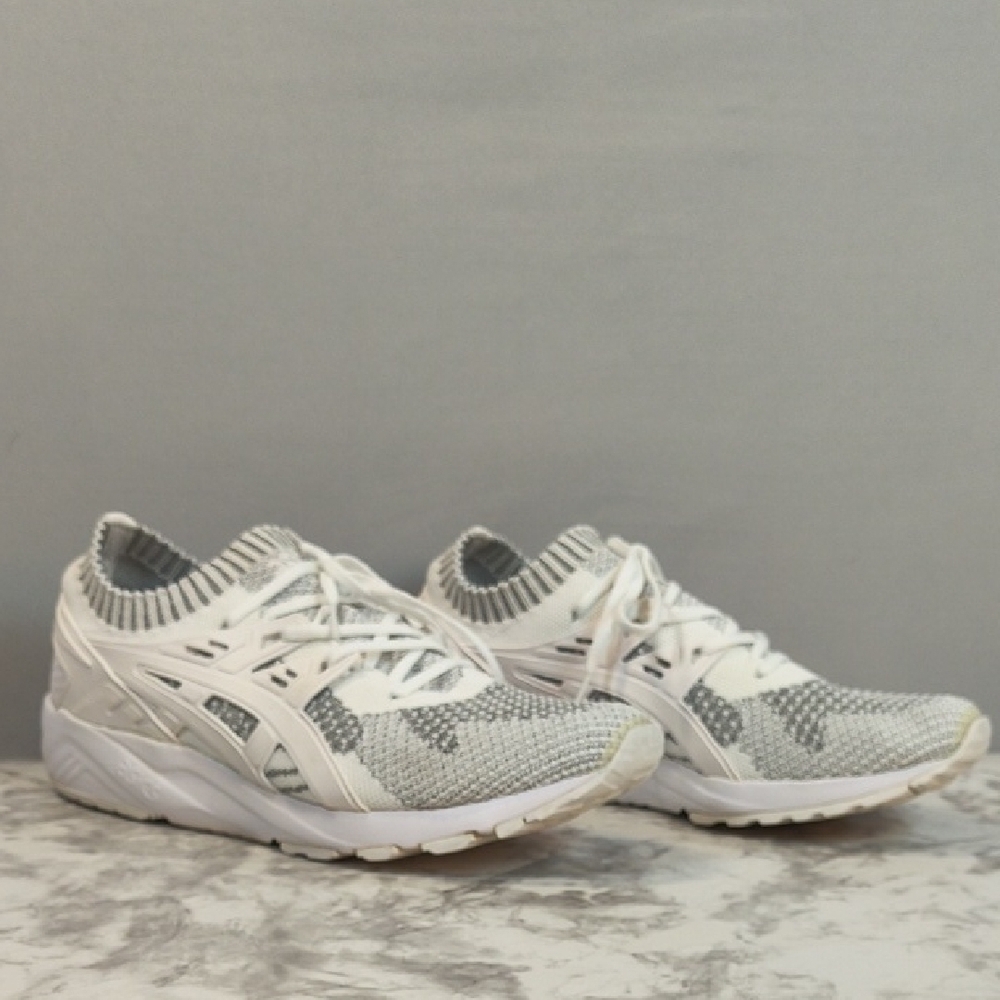 Asics Mens Gel-Kayano Trainer Knit White/Gray Athletic Sneakers Size 9.5